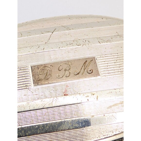 Vintage  baby brush Web Sterling Deco Pinstripe Palm  Bristles Monogram D. B. M - Picture 4 of 10